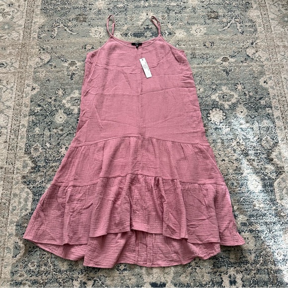 Spaghetti Strap Simple Dress with Slit Dusty Rose